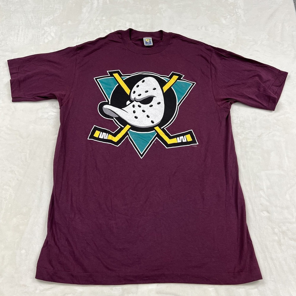 Competitor Mighty Ducks T-Shirt Mens XL Tall Burgundy Vintage NHL Graphic Tee